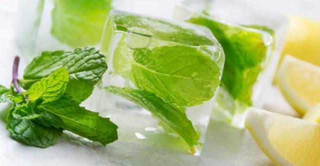 Manfaat ganda dari balok es berisi daun mint