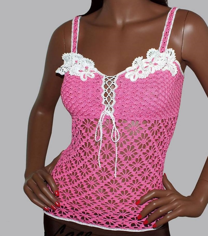 Tina's handicraft crochet top with flowers