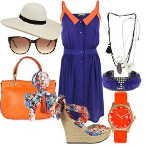 light blue and orange outfit