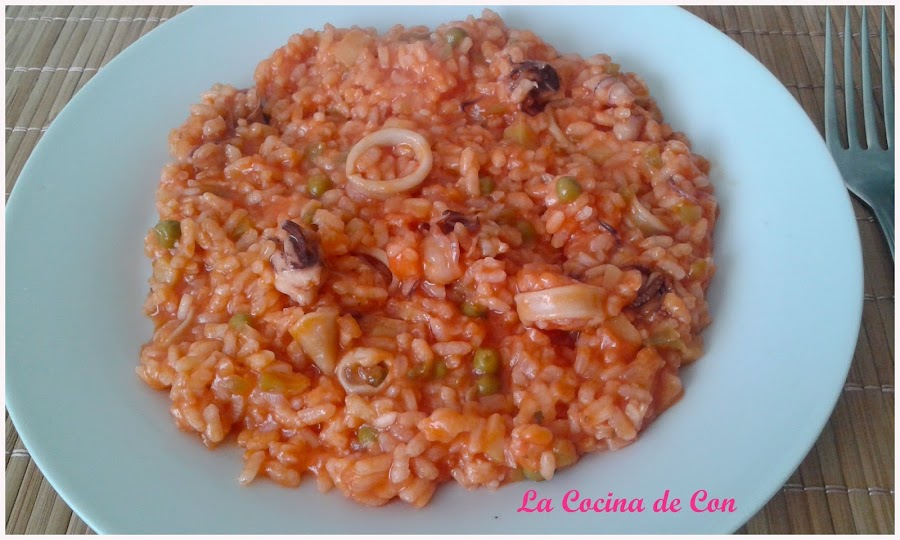 arroz chipirones verdura al vino