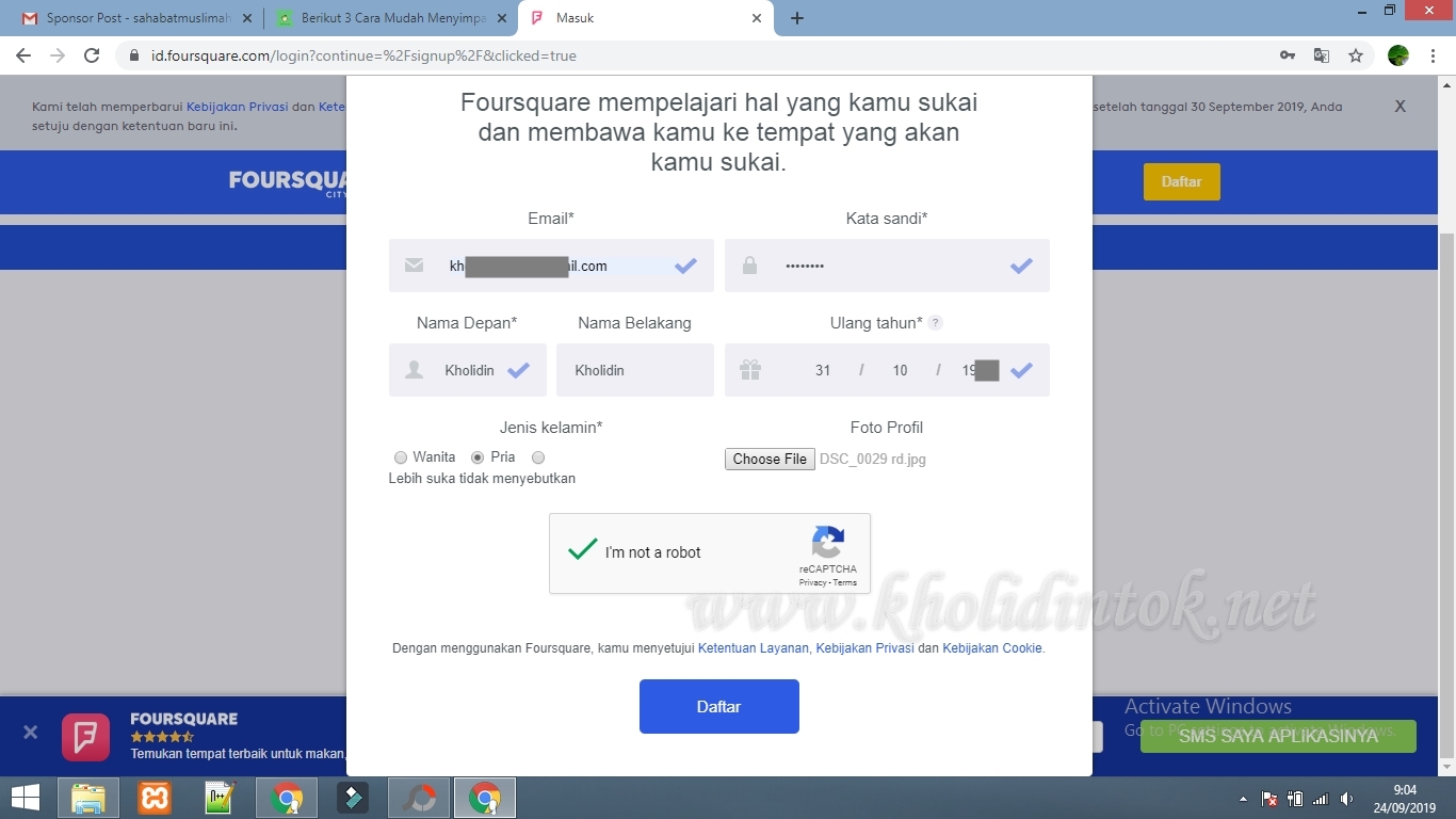 Daftar Akun Foursqaure