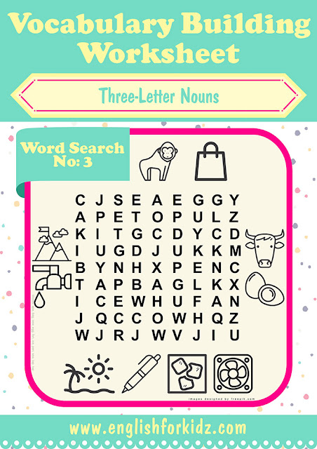 Easy ESL word search puzzles to learn English nouns