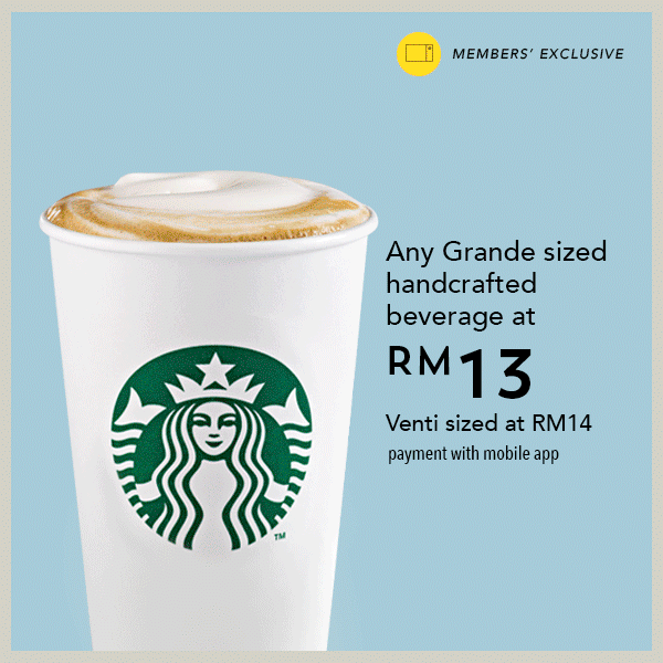 Starbucks Handcrafted Beverage Venti RM14 Pay Using Mobile App (Show
