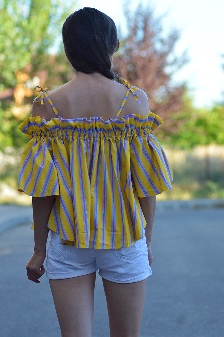 Skinny Buddha Jaunty Stripe Cold-shoulder Top in Yellow Skinny Buddha Jaunty Stripe Cold-shoulder Top in Yellow