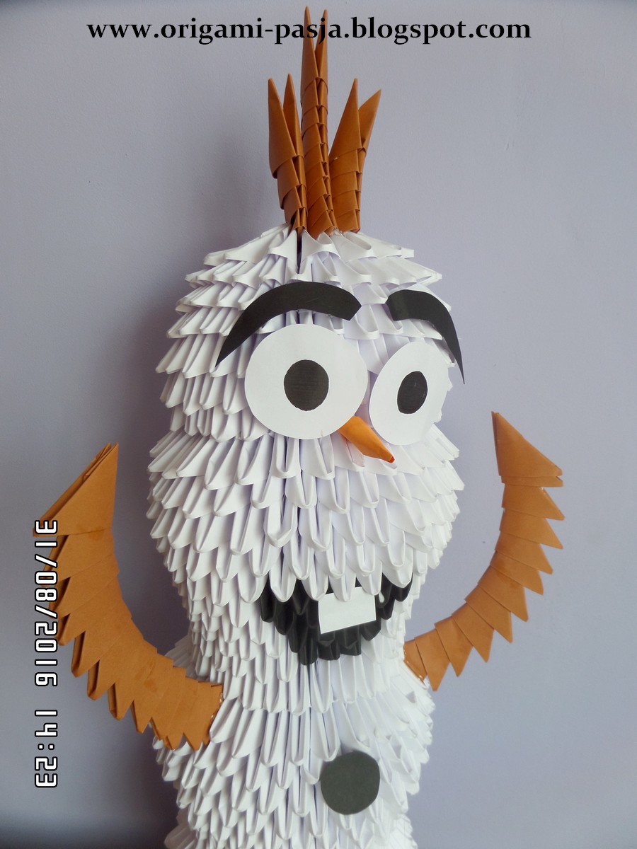 Olaf z Krainy Lodu origami 3d