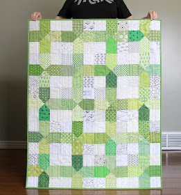 Scrappy Nine Patch X quilt by Andy of A Bright Corner