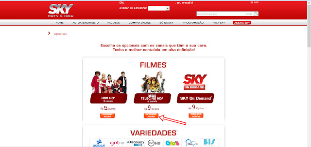 Comprar telecine HD por R$9,90 na SKY