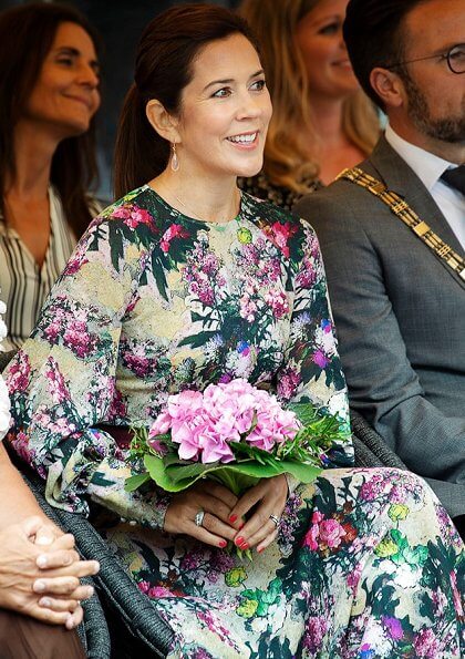 Crown Princess mary wore a new wild flower maxi dress by Rotate Birger Christensen. Jeanette Madsen and Thora Valdimars