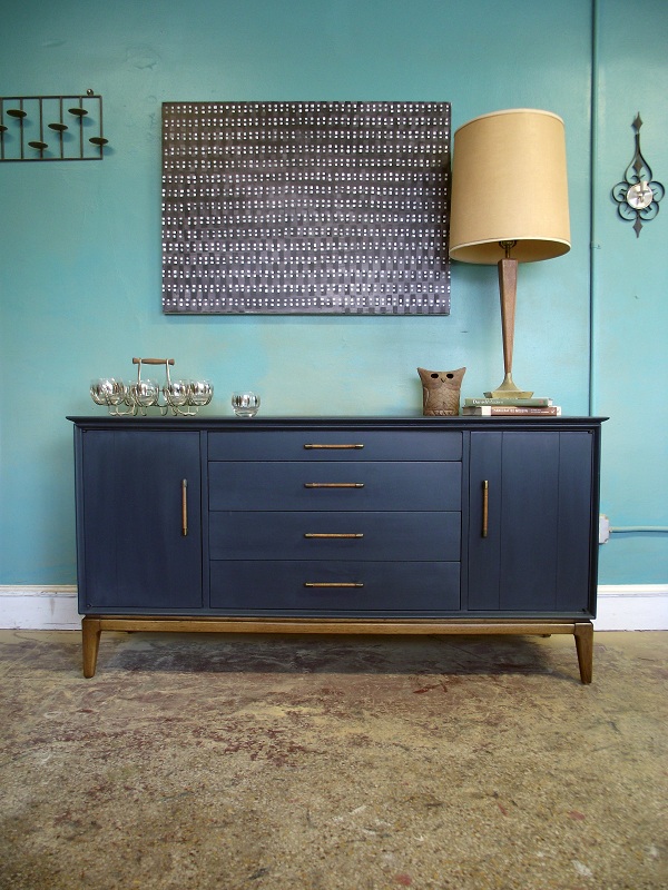 Vintage Ground Mid Century / Retro Deep Blue Sideboard / Buffet