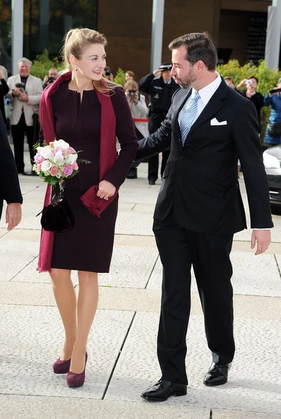 Crown Prince Guillaume of Luxembourg and Countess Stephanie de Lannoy depart from the Ducal Palace for the Grand Theatre to attend their first official event prior to their civil wedding ceremony in Luxembourg