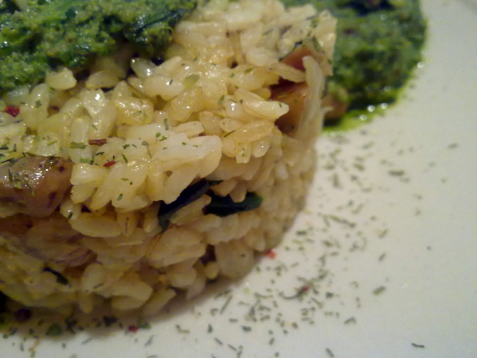 Mis recetas Bio Timbal de arroz con salsa verde.