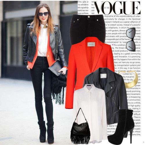 Asesora de Imagen & Personal Shopper- Be your Best: LOOK DEL DÌA: jeans /  pantalòn negro, blusa blanca, blazer rojo