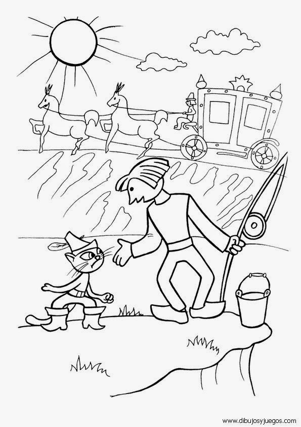 Cuentos infantiles: Dibujos para colorear del Gato con Botas. Cuento