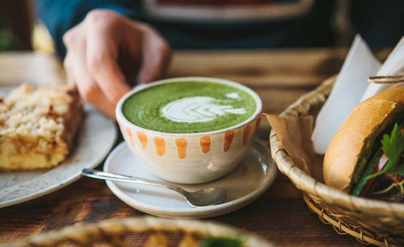 A cup of matcha green tea.