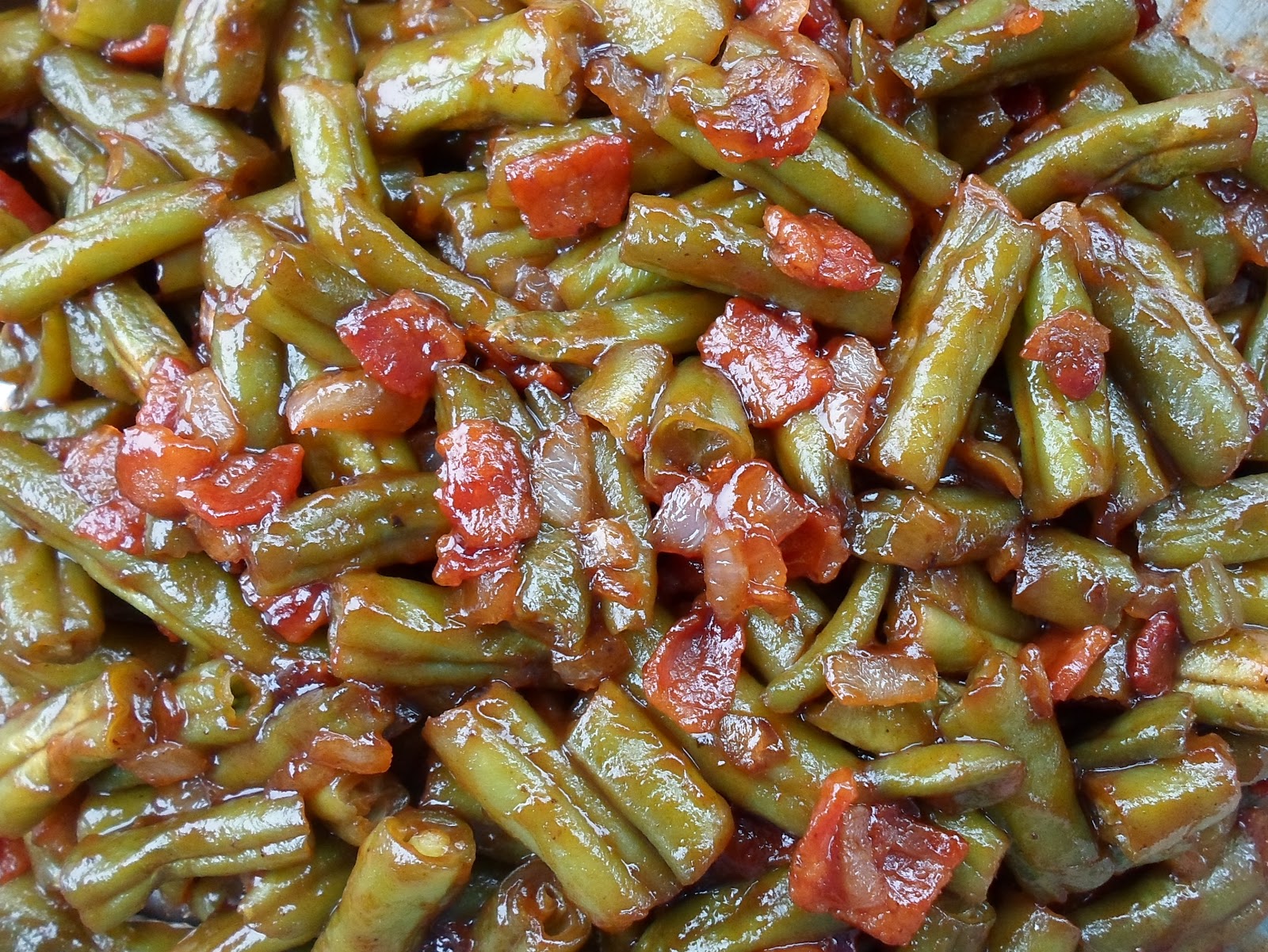 Happier Than A Pig In Mud BarBQue Frozen Green Beans with Bacon and