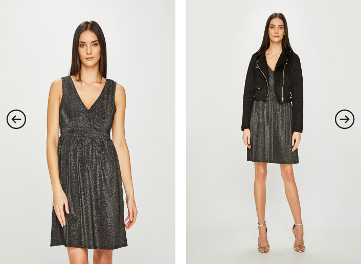 Rochie casual in clos neagra ieftina si frumoasa cu insertii argintii - Only Rochie casual in clos neagra ieftina si frumoasa cu insertii argintii - Only