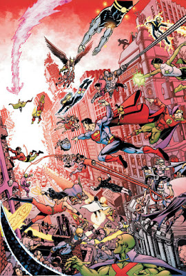 George Perez's art from Legacies (2010) #5 detailing events from Crisis on Infinite Earths (1985)
