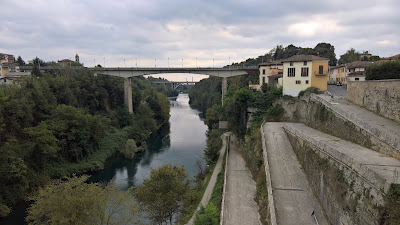 View from the Castello Visconteo south back along the Adda River. 