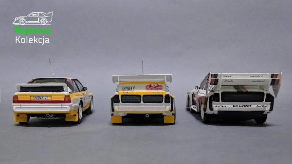 Minichamps' Audis: Sport Quattro Acropolis '85, Sport Quattro S1 Sanremo '85, Sport Quattro S1 PP Pikes Peak '87