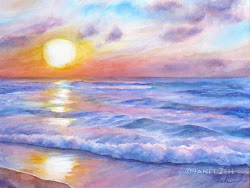 sunset ocean beach janet watercolor zeh seascape hawaii paintings painting oil seascapes greeting fine canvas paper tropical prints card pages