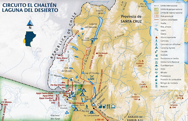 Mapa El Chaltén - Circuito Laguna del Desierto