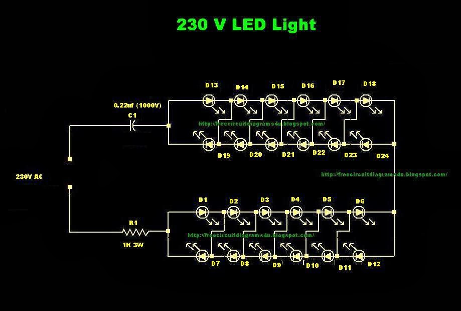 FREE CIRCUIT DIAGRAMS 4U 230V LED LIght