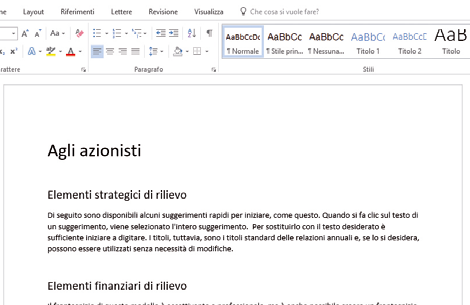 Come usare stili e temi documenti Word