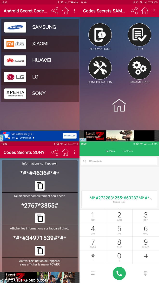App Android : Tous les Codes Secrets pour Android