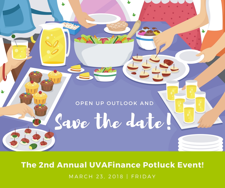 UVA Finance Save the date UVAFinance Potluck Event!