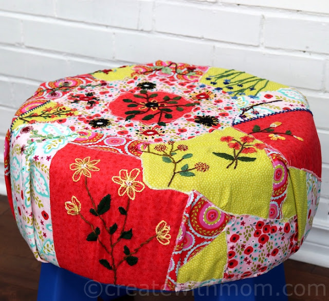 Create With Mom DIY Embroidery Top Wooden Stool