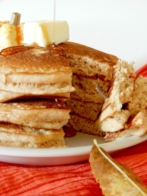 Apple Cider Pancakes...the ultimate Autumn breakfast!  Apple cider, nutmeg and cinnamon take a traditional buttermilk pancake mix up a notch to a new level.  Kid's love these pancakes! (sweetandsavoryfood.com)