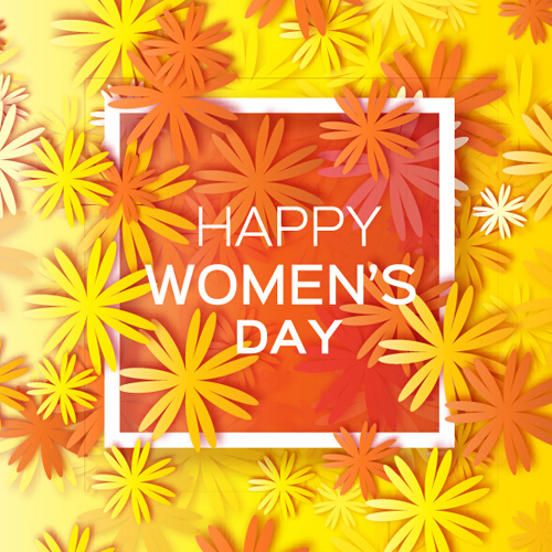 Women's Day 8 March holiday background with paper flower free vector