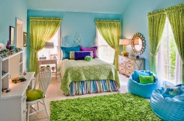 Habitaciones en verde y turquesa - Ideas para decorar dormitorios