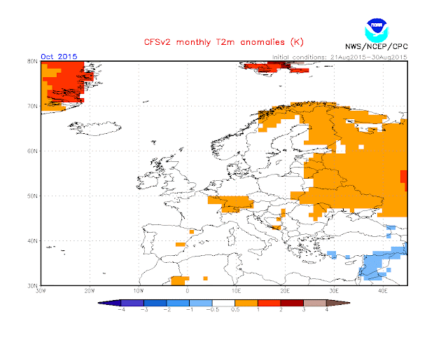 Previsión Estacional España Otoño 2015 según ECMWF NOAA