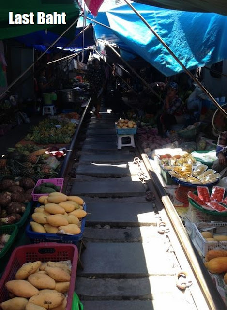 umbrella market the thai umbrella market set up on train tracks near the station