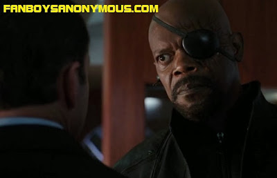 Samuel L Jackson Nick Fury and Clark Gregg Agent Phil Coulson in the Avengers movie
