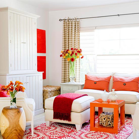 decoração sala laranja