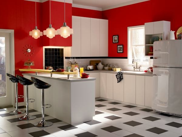 Contoh desain dapur warna merah