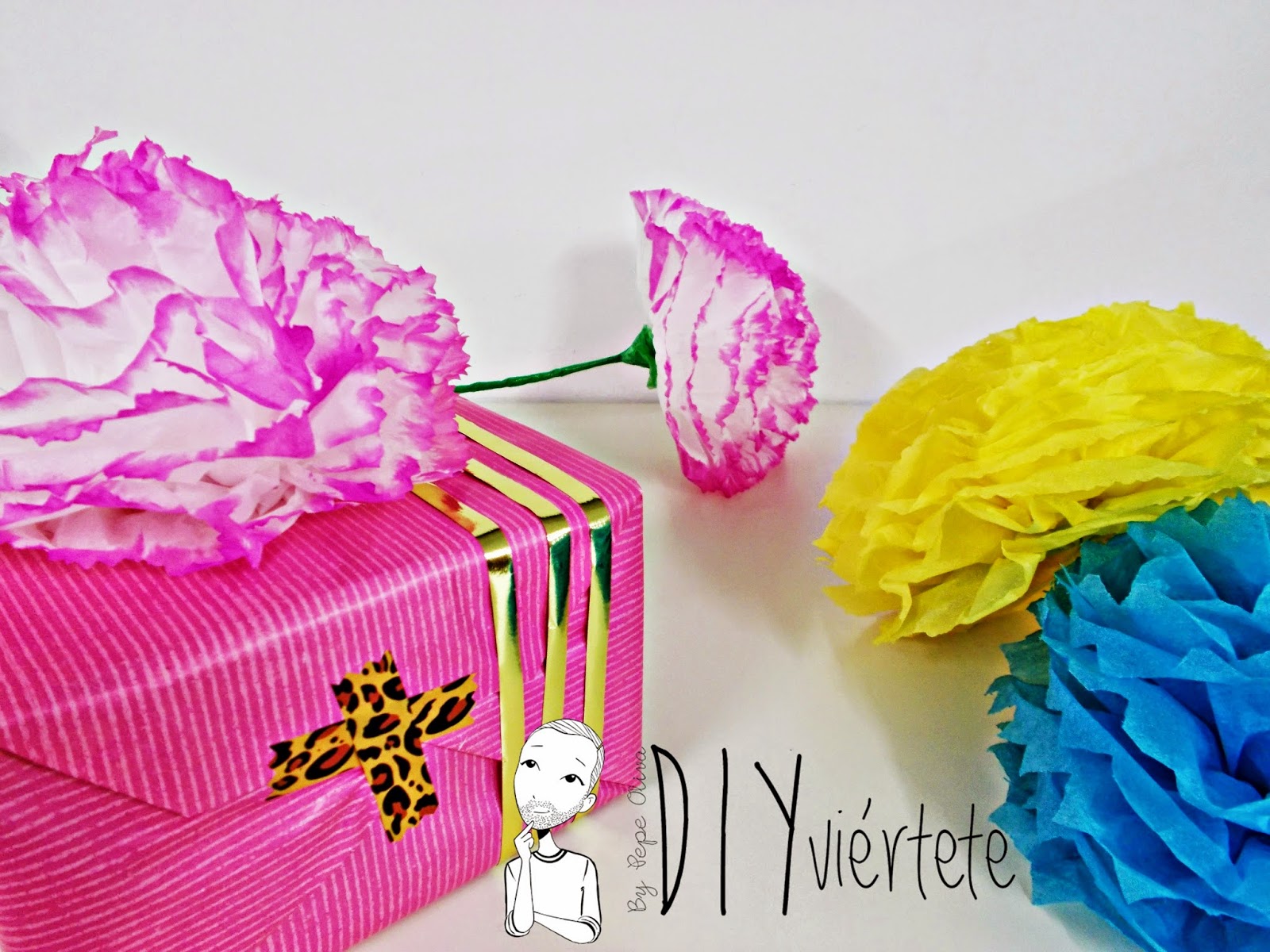 DIY-manualidades-ideas-decoración-pompón-papel de seda-cumpleaños-fiestas-regalos-flores-collage