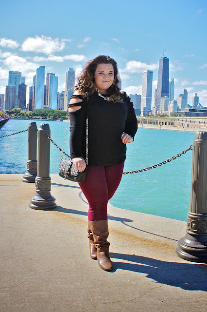 natalie craig, plus size fashion blogger, plus size fashion, chicago fashion, chicago chic, chicago blogger, versace, forever 21 leggings, forever 21 sweater, cutouts, 