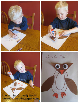 making an owl from the shape of letter o
