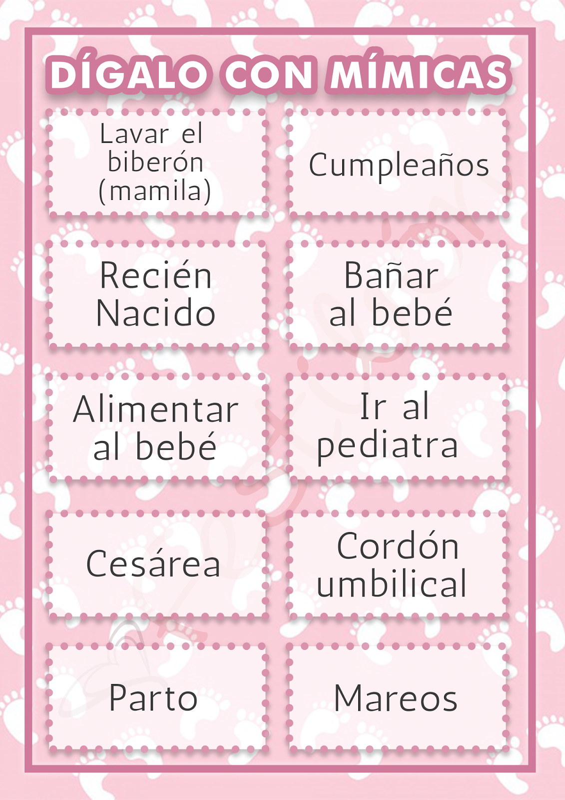 Dígalo Con Mímicas │ Juegos Para Baby Shower Para Imprimir Juegos De