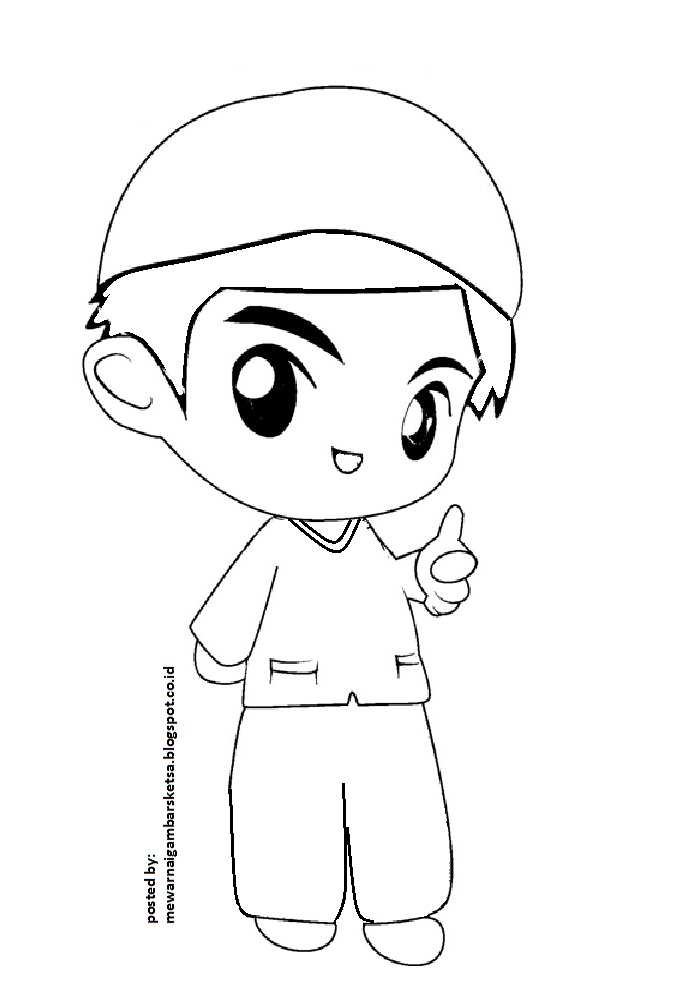 Mewarnai Gambar  Mewarnai Gambar  Sketsa Kartun  Anak  Muslim  10