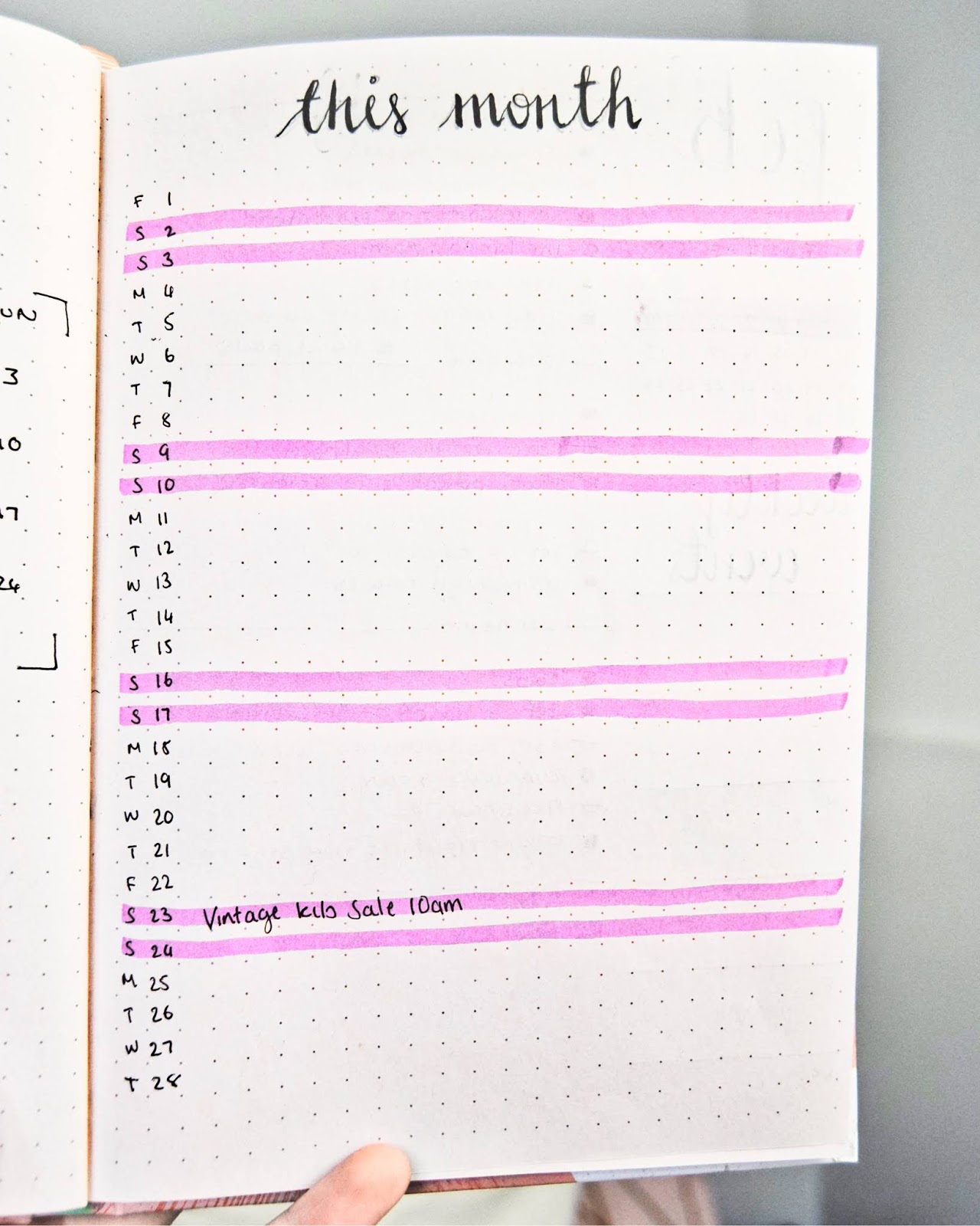 bullet journal month pages