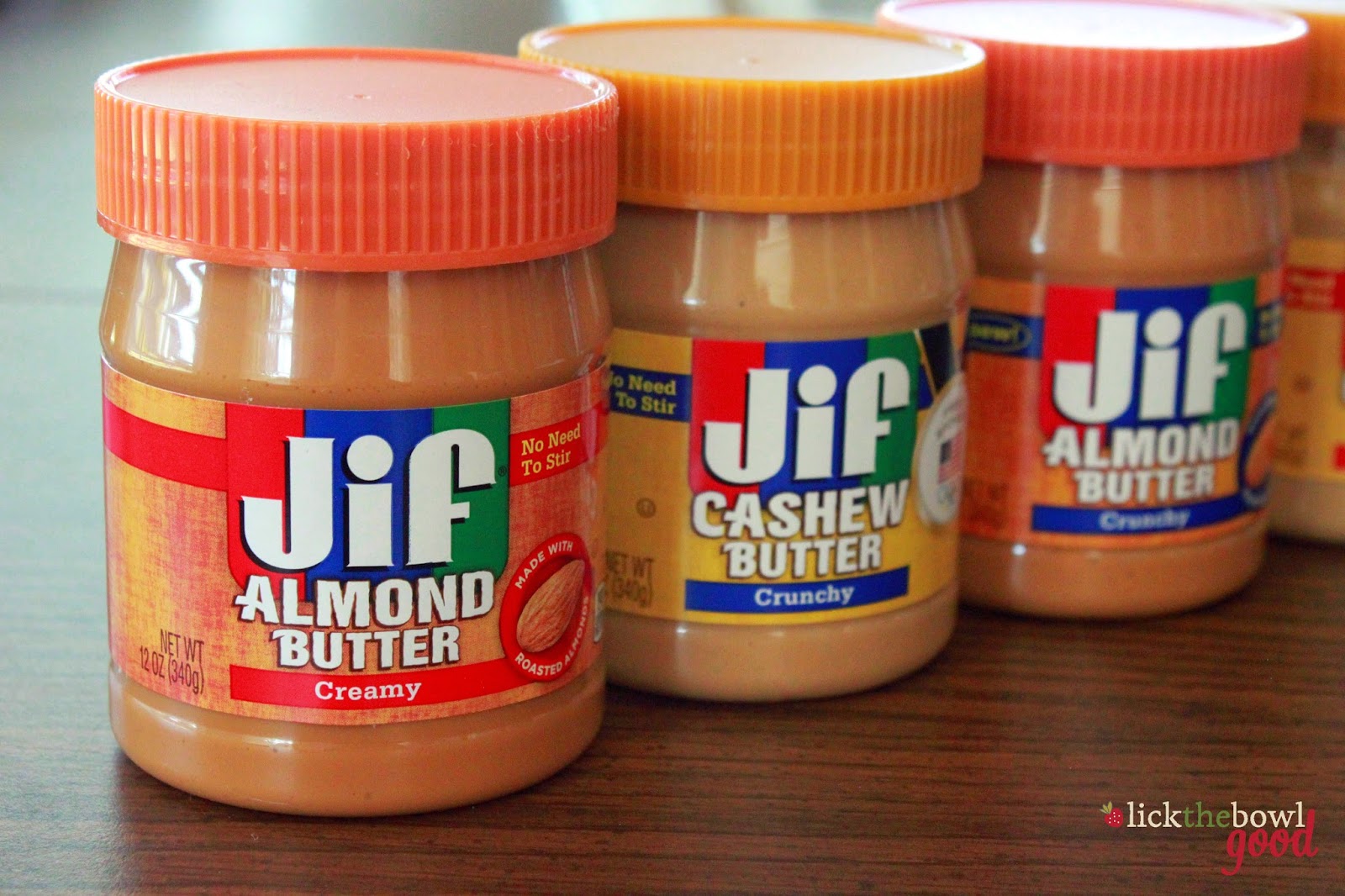 Lick The Bowl Good Jif Almond and Cashew Butters