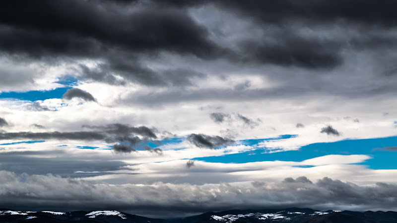 Sunset, Clouds and Mountains