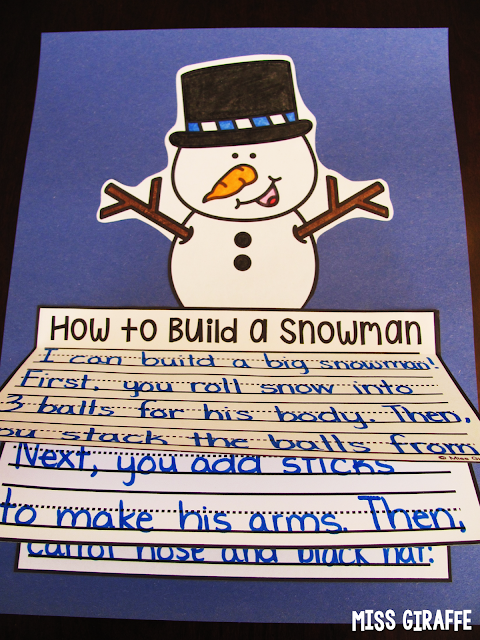 How to build a snowman winter writing activity craft perfect for how to writing practice in January