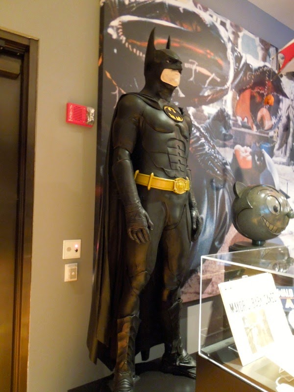 Hollywood Movie Costumes and Props: Michelle Pfeiffer's Catwoman costume  and Michael Keaton's Bat-suit from Batman Returns on display...