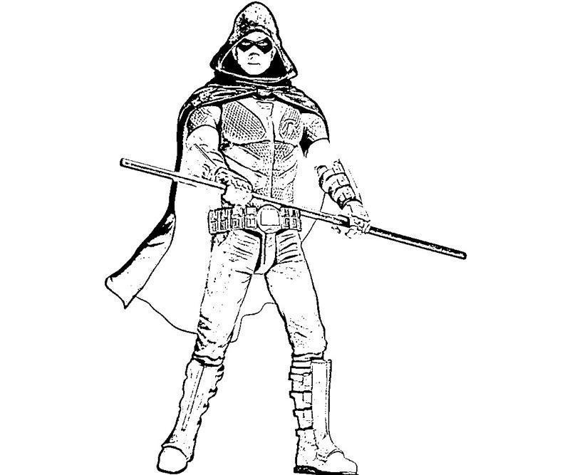 Printable Batman Arkham City Robin Weapon Coloring Pages title=