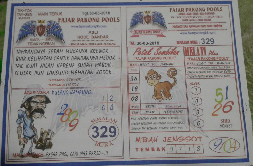Kode Syair Fajar Pakong HK Malaysian Pools 30 maret 2018